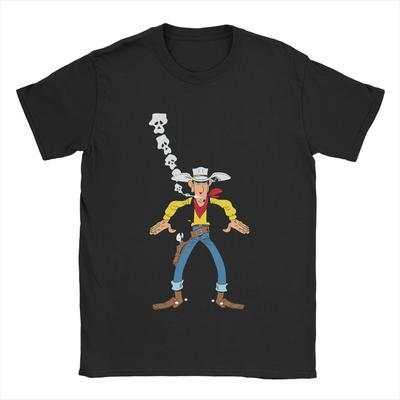 Lucky Luke Jesteś gotowy Męskie Koszulki Kreskówka Zabawne Koszulki Krótki Rękaw Okrągły Dekolt T-Shirt Czysta Bawełna Dorosłe Topy