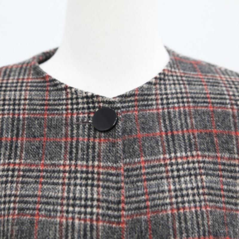 Shiz MAdAm Women A Line Round Check Wool jAcket J31627