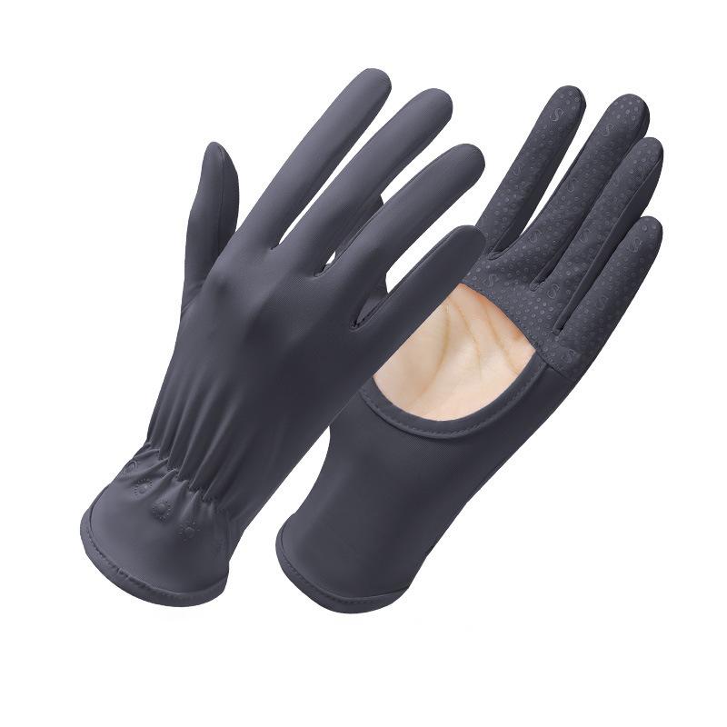 Ice silk sunscreen gloves summer thin outdoor breathable quick-drying cycling non-slip driving full-finger sunshade gloves