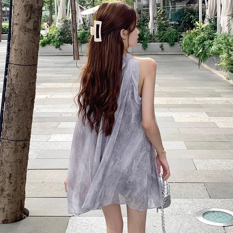 New Chinese style national style neck sling dress women's new summer small niche design short skirt