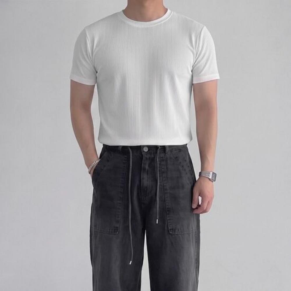 Onl Men Ribbed Crop Semi Muscle FiT ShorT Sleeve T shirT