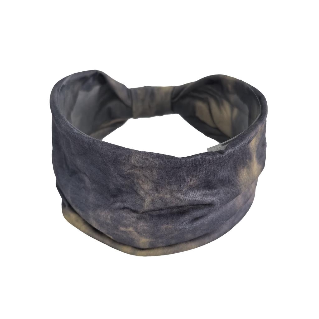 Boho Chic Tie-Dye Wide Headband for Women - Non-Slip, Stretchy Yoga & Workout Sweatband, Fashionable Hair Accessory, Knotted, Sweat-absorbing