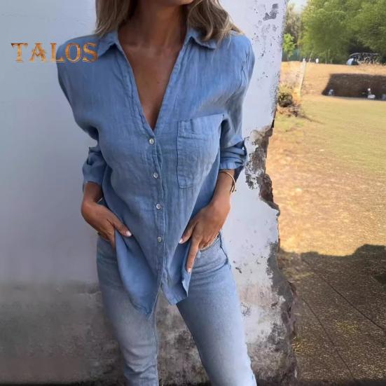 Женская рубашка с V-образным вырезом — фото 5