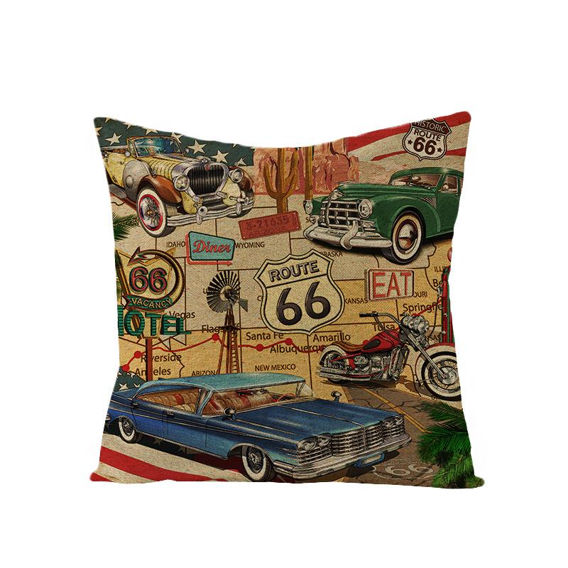 Kissenbezug im Retro-amerikanischen Stil Polyester Bedrucktes Kissen Heim Wohnzimmer Sofa Bedrucktes Kissen