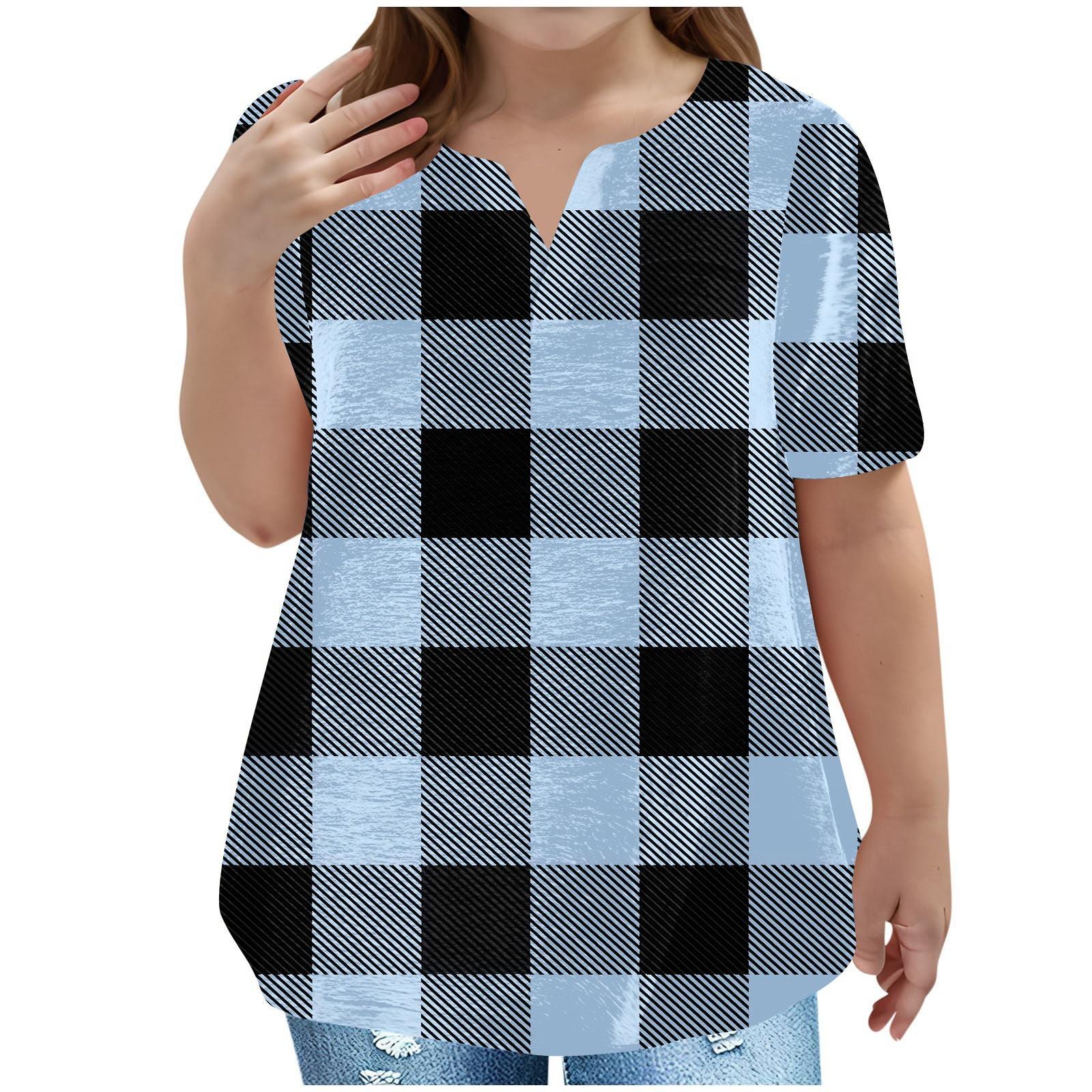 

Детская футболка больших размеров, повседневная, модная, клетчатая, с V-образным вырезом, короткими рукавами и карманом 140