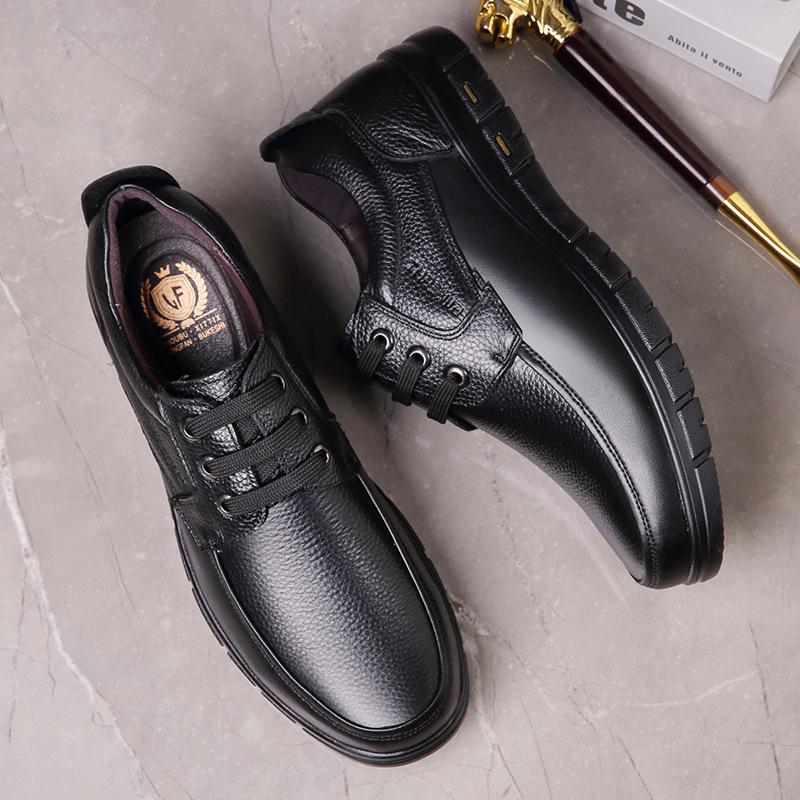 Handmade Leisure Men Shoes New Trendy Minimalist Work Shoes With Lace Up Middle-Aged Dad Formal Casual Business Leather Shoes