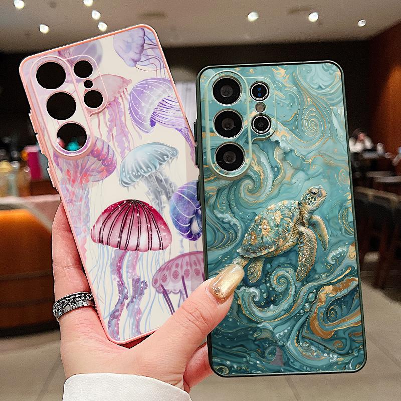 Turtle Fish Print Case For Samsung S26 S25 Ultra S24 S23 FE S22 A15 A16 A17 A35 A36 A37 A54 A55 A56 A57 5G Magnetic For Magsafe Matte Cover