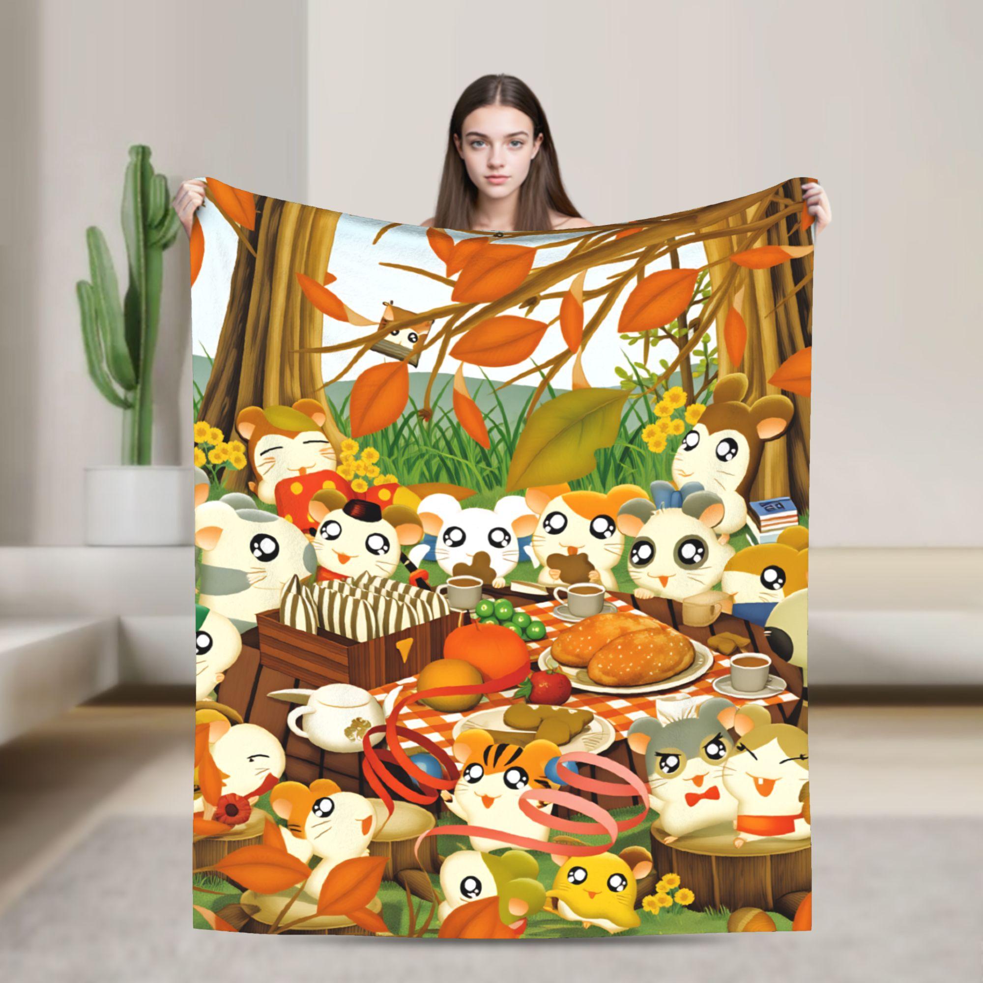 

Adventure Story Hamtaro Blanket Super Warm Novelty Plush Bedding Throws For Bedroom Airplane Travel Flannel Bedspread Bed Cover 80x120cm(31x47inch)