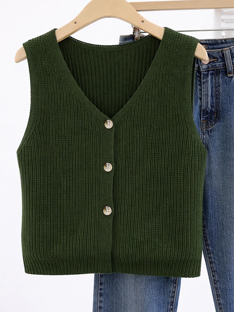 Women's Knitwear, Solid Color, Button-Front