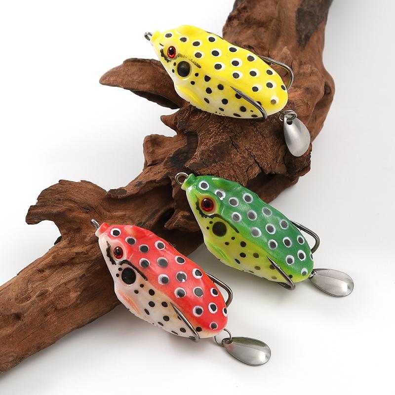 1Pc 75Mm Frog Lure Fishing Lures Double Hooks Topwater Ray Frog Artificial Crankbait Spoon Artificial Soft Bait Minnow Crank