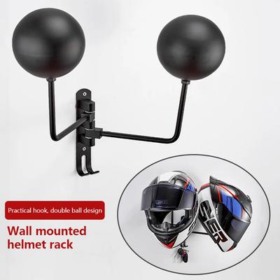 New Motorcycle Helmet Wall Mount Rack 180° Rotation Helmet Hanger Helmet Stand Rack Storage With Double Hook For Bike Helmets