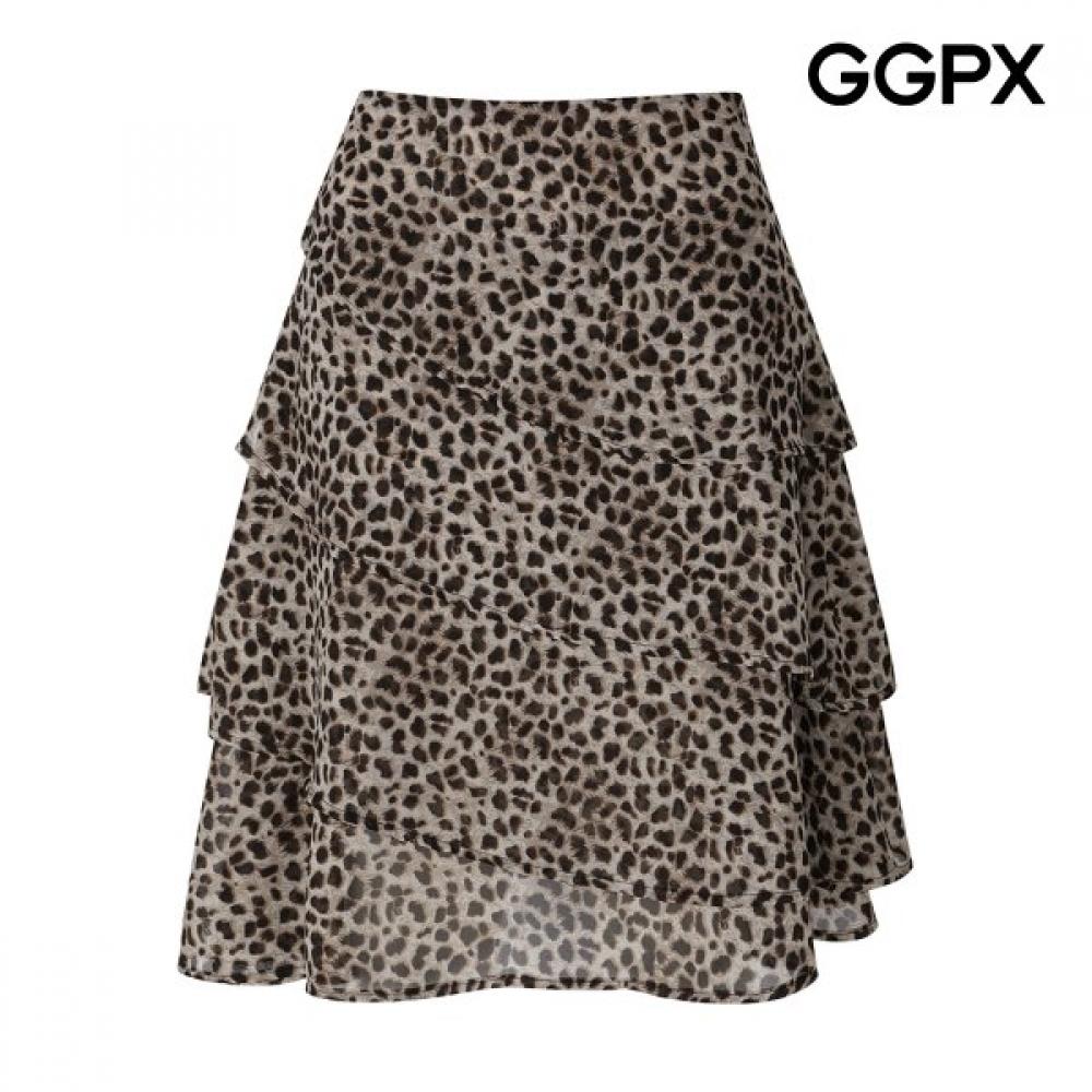 Ggpx New York Ruffled Leopard Midi Chiffon Skirt Gq4sk015f Braun/S