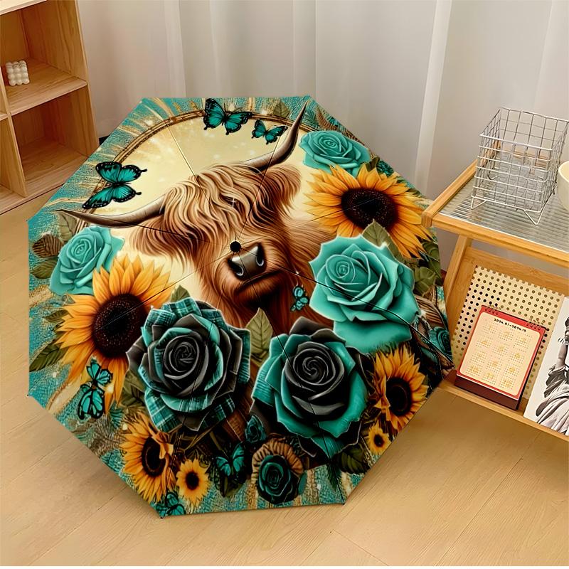 

sunflower 4 (2) Printed umbrella windproof folding umbrella portable sun and rain umbrella suitable for gifting