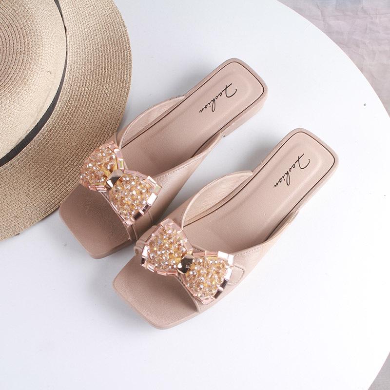 Yuzhihao Women s Beaded One-Strap Summer Sandals - Casual Flat Beach Shoes 40-41
