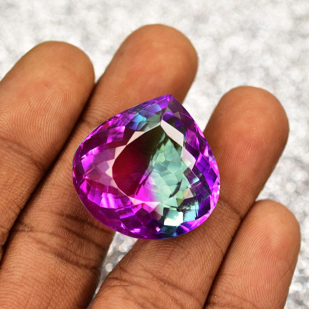 Certified Natural Bi-Color Tourmaline 60.15 Ct Pear Flawless Loose Gemstone
