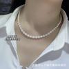 Freshwater Pearl Necklace78mm Rice Grain Slightly Flawed Clavicle Chain, Feminine, Simple, and Elegant, with Subtle Imperfections from Zhuji