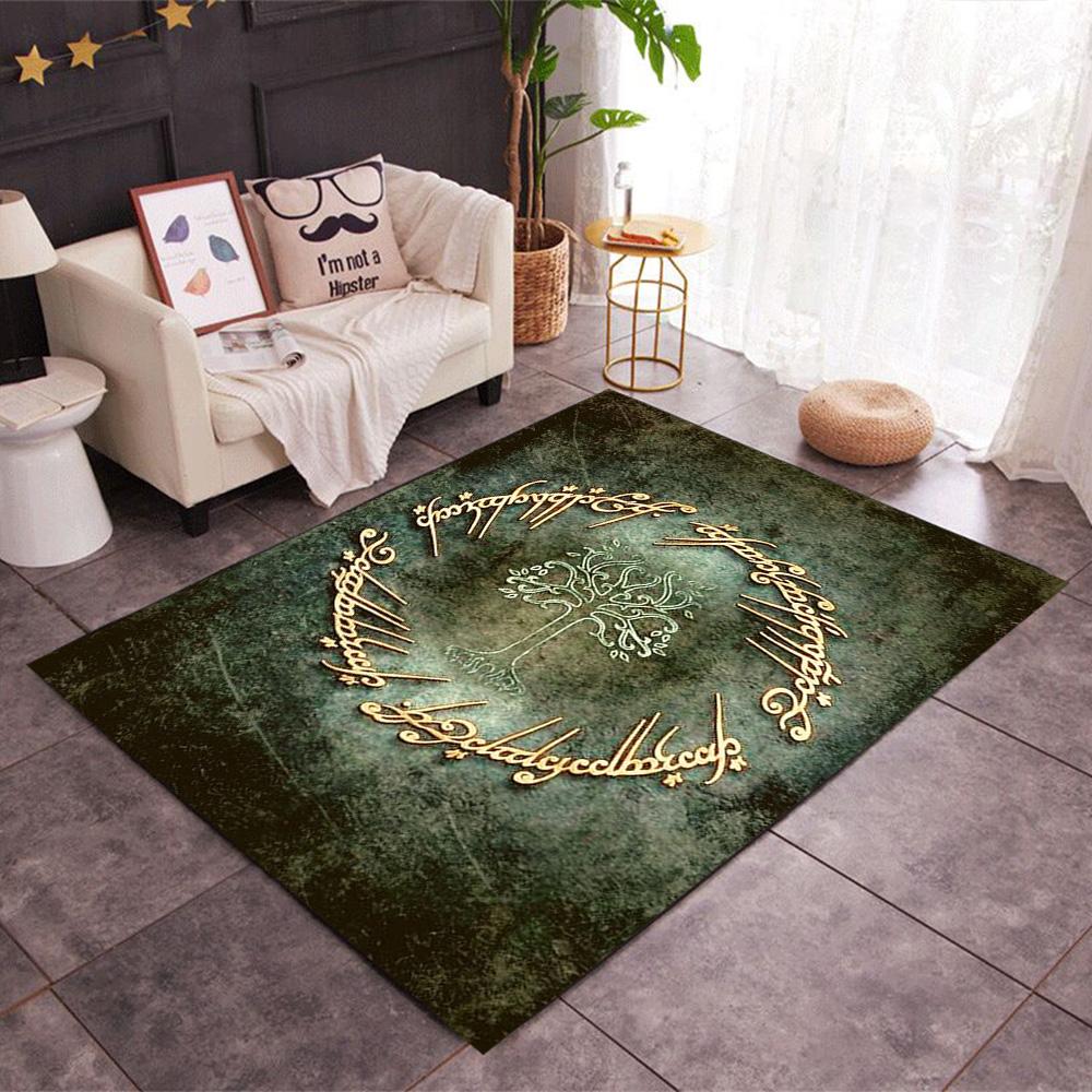 Lord Rings Symbol Carpet Suitable for Outdoor Foyer Living Rooms Entryway Antislip Carpet Anime Office Decor Spiritual Gift