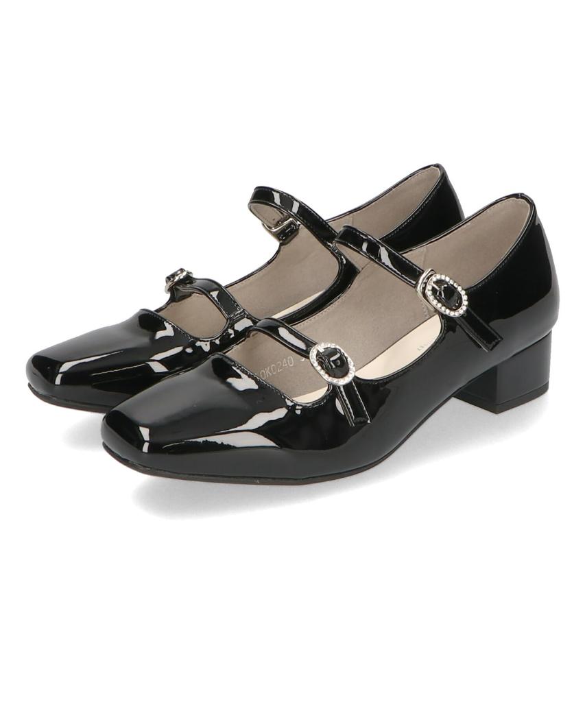 Oriental Traffic Double Double Square E Pumps, Jewel, Strap, Toe, Hold, Women's, 41181, 23.0 cm,