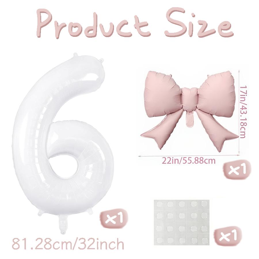 Number balloon set baby pink bow balloon ,white and pink balloon birthday proposal, weddingballoon decoration