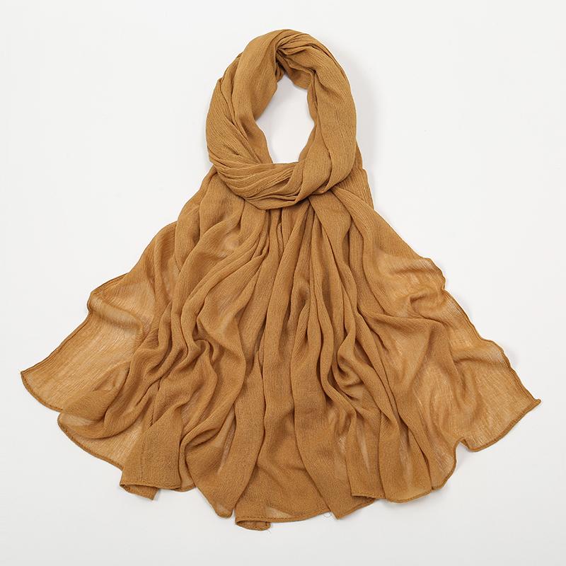 Crinkle Muslim Women Hijab Wrinkle Rayon Headscarf Solid Color Women's Turban Plain Viscose Cotton Musulman Femme Shawl Ramanda