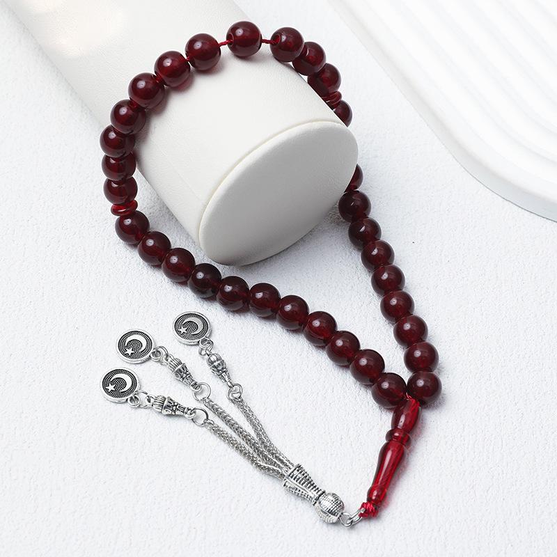 Unisex 33-Bead 10mm Tasbih: Middle Eastern Muslim Prayer Beads