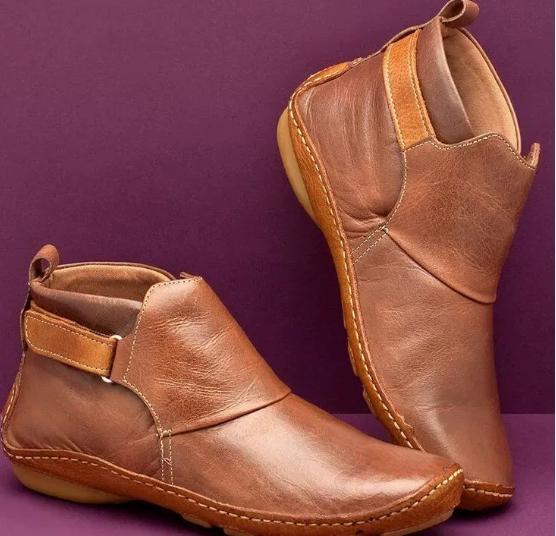 Damen Freizeitstiefel aus echtem Leder, knöchelhoch, bequem, 2026 Neue Qualität, weiche handgefertigte flache Schuhe, schwarze Arbeitsstiefel 35 brown