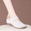 Baotou Hollow Hole Sandals Women's Summer New Soft Leather Round Head Comfortable Wedge Heel Casual Women's Shoes