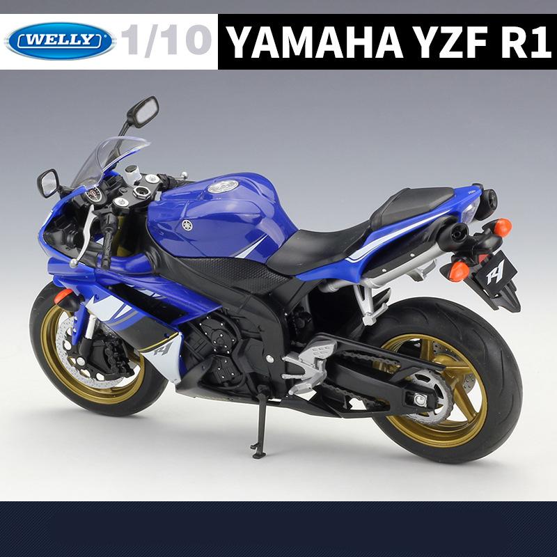WELLY 1/10 YAMAHA YZF-R1 Alloy Racing Motorcycle Model Diecasts Metal Sports Motorcycle Model High Simulation Childrens Toy Gift