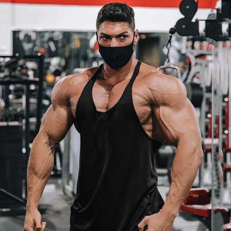 Muscleguys Men's Plain Cotton Gym Tank Tops Running Sleeveless Shirt Y-Back Bodybuilding Vests Muscle Workout Athletic Fitness Singlets