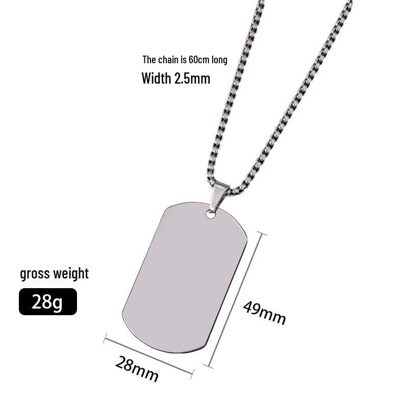 Men's Engravable Stainless Steel Dog Tag Necklace in Street Style