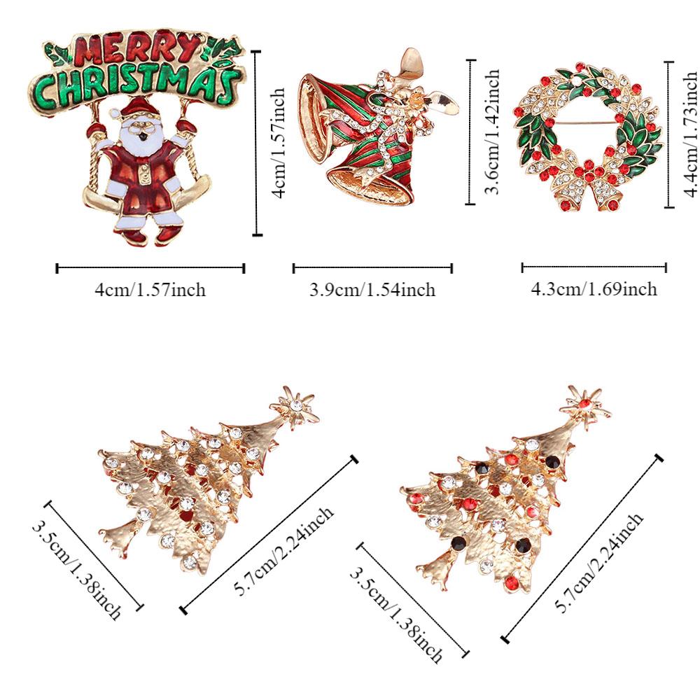 Korean Style Christmas Brooch Badge Christmas Tree Brooch Daily Enamel Rhinestone Brooches  Daily