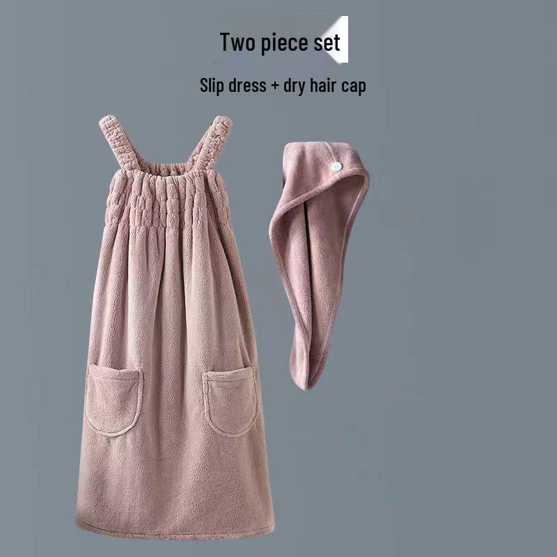 Women's Wrapable Cotton Bath Towel - Quick-Drying, Absorbent, Wearable Skirt with Pocket (2024 Summer Edition)