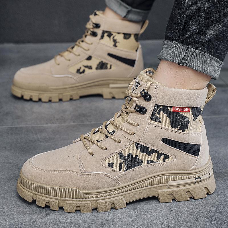 2025 Autumn New British Style Men's Martin Boots Versatile Tooling Boots Men's High-top Platform Trendy Men's Shoes