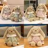 Pp Cotton Plush Bunny Doll With Checkered Dress And Floral Bow Decoration For Women And Friends