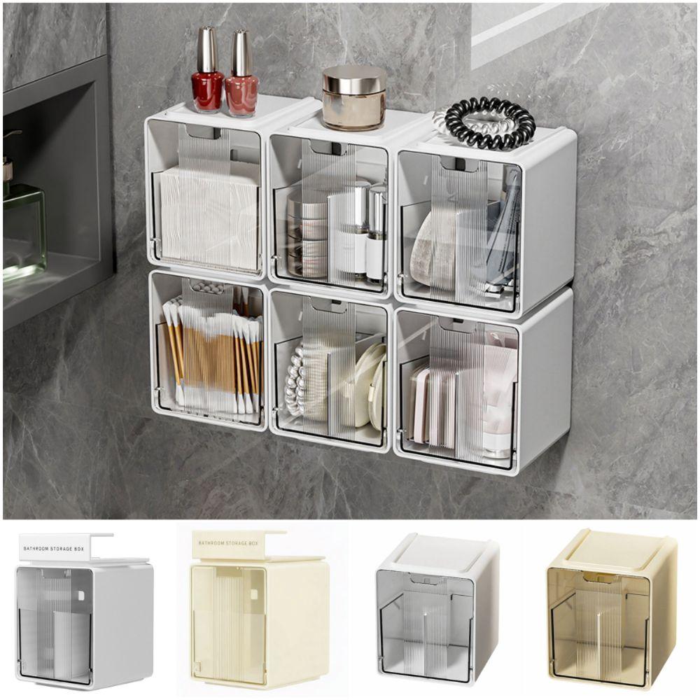 Compartmentalized Cosmetic Storage Box Hanging Design Yellow White Sorting Storage Box Plastic No-drill Pull-Out Storage Drawer