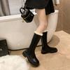 Fashion Stripper Long Work Leather Black Snow Boots for Women Trend 2025 Sale Boot Plush Warm New Rock Lamb Winter Novelty Woman Shoes