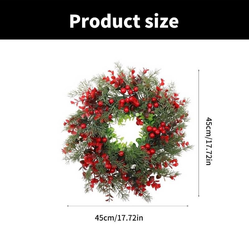 Fashion Christmas Garlands Green Portable Stylish Wreath with Berries Accent for Door and Wall Festival Decoration
