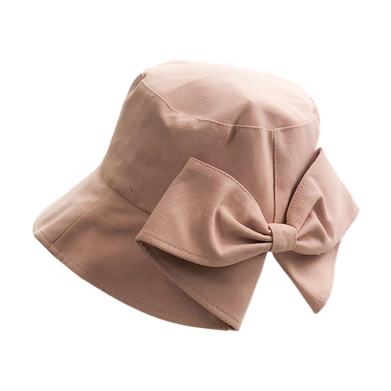 

Outdoor Trendy Fisherman Hat with Bowknot Sun Protection Hepburn Style Bucket Caps for Women Fishing Camping Traveling
