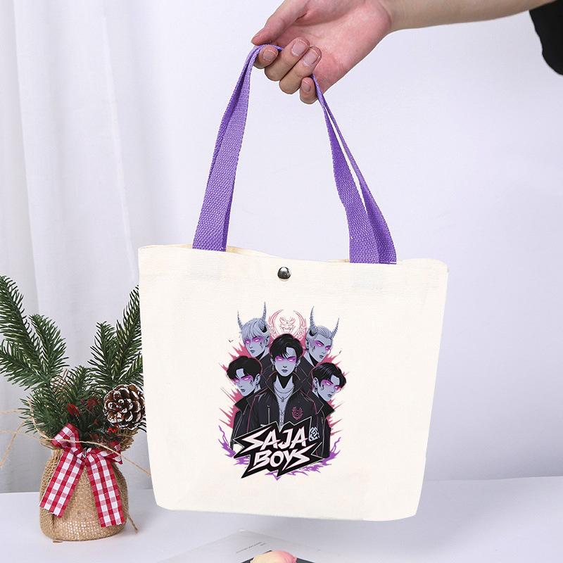 K-Pop Anime Cartoon Printed Student Large Capacity Portable Shoulder Bag Fashion Casual Canvas Bag