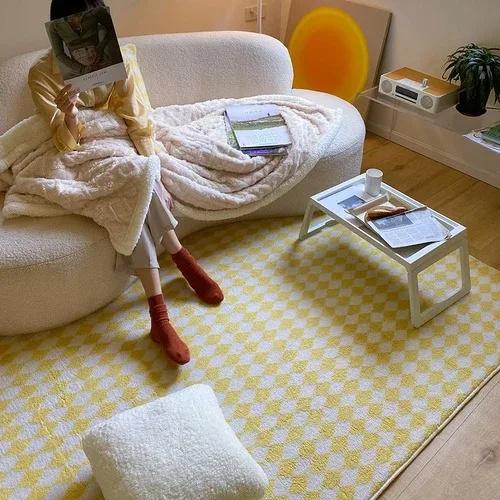 

Purple Checkered Moroccan Berber Rug Shaggy Area Rug Y2K Decor Carpet for Living Room Bedroom Home Decoration 60*90cm
