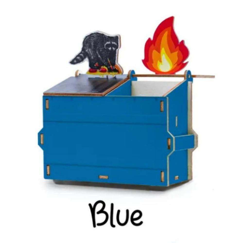 Model Doll Wood Pen Container Raccoon Desk Stationery Storage Wood Pen Holder  Office Desktop