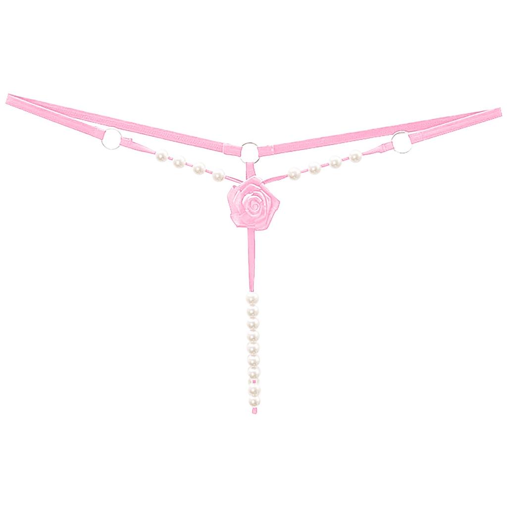 Sexy String Underwear Women Crotchless Flower Panties G String Lady T-Back Thong Transparent Lingerie With Pearls Panties New
