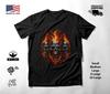 Three Skulls Crowned in Orange Flames T-Shirt Black Unisex S-2XL