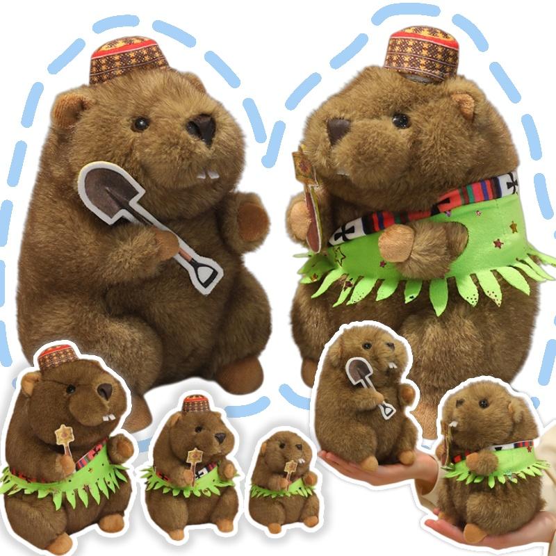 Stuffed Lifelike Mining Marmota Plush Toys Simulated Ethnic Samba Skirt Dress Groundhog Animals Hug Dolls Toys Birthday Gift