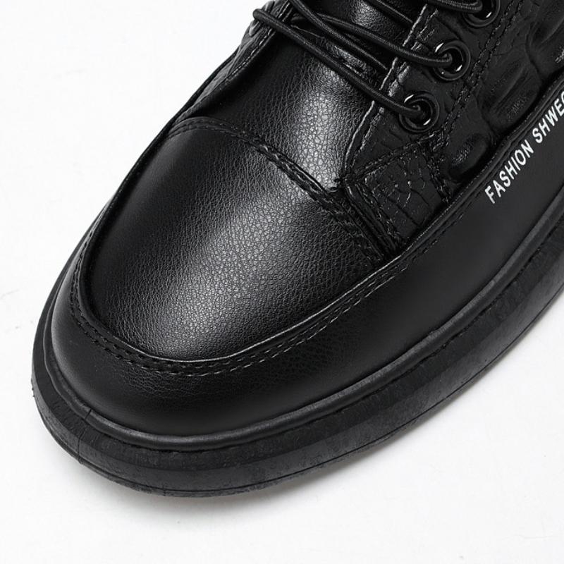 Fashion Men's Casual Shoes Crocodile Pattern Men Board Shoes Anti-slip Trendy Sneakers Lightweight Soft Bottom Lace-up Plat Shoe
