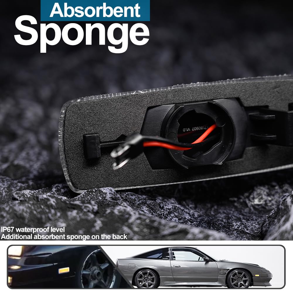 Mingrui Test 2pcs Amber LED Side Marker Lights Ni.ssan 180SX JDM Spec 1989-1998 Front