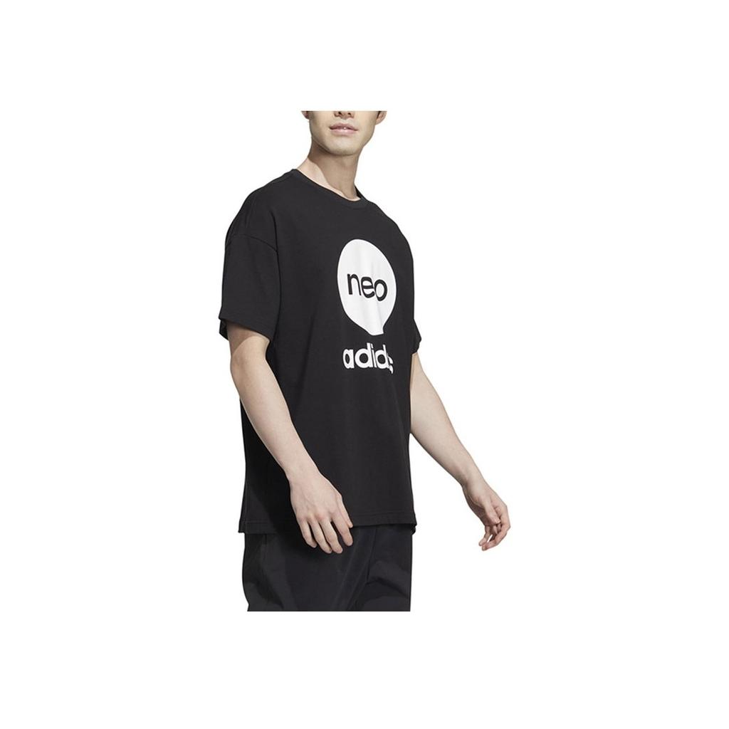 Adidas Neo Logo Print Casual Breathable Sports T-Shirt Unisex Tops Black HM8384