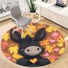 1pc Autumn Donkey Office Round Area Rug, Under Office Chairs Bedroom Living Room Home Decor, Room Deco, Available In Various Sizes