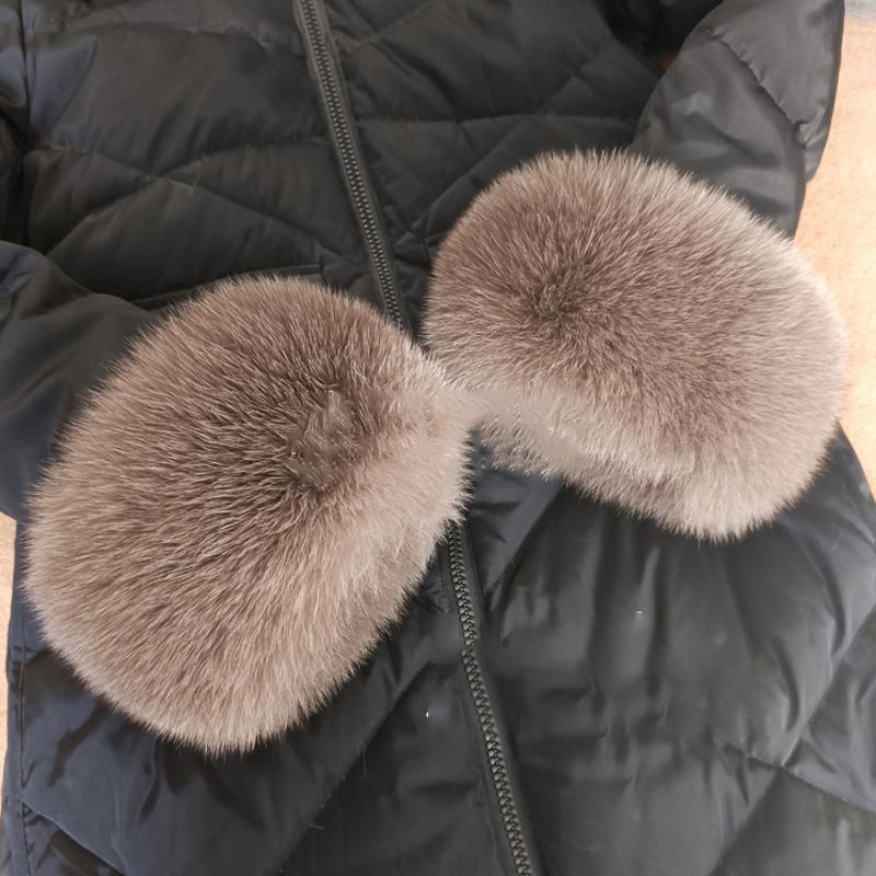 Real Fox Fur Cuffs Arm Warmer Winter Plush Windproof Women Wrist Cuff Sleeves Gloves Pompom Bracelet Wristband Sleeves Accessory