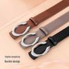 Fashionable Women's Genuine Leather Belt with Smooth Buckle - Perfect for Jeans and Skirts
